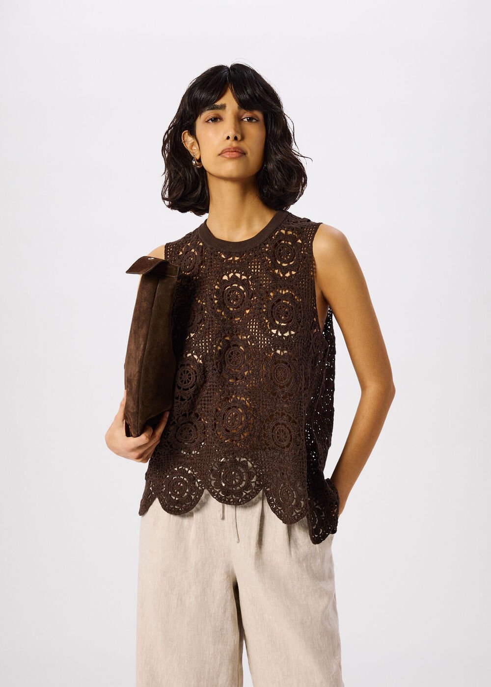 Chocolate Circle Crochet Tank