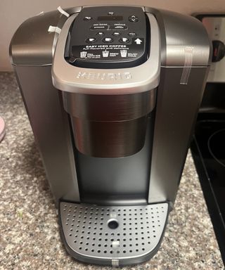Keurig K-Elite single serve coffee maker on worktop