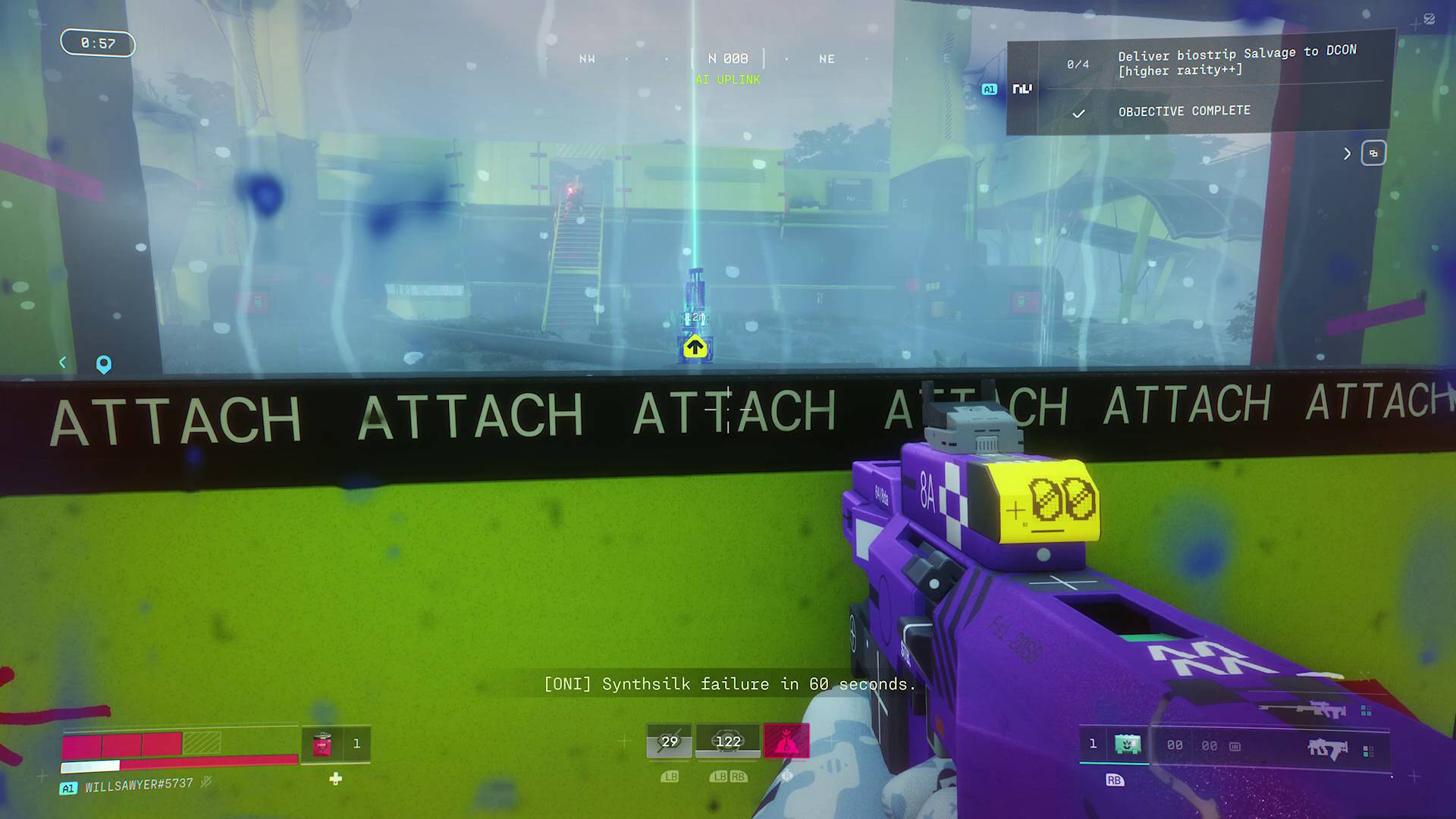 Marathon player peaking through door to look at exfil beacon