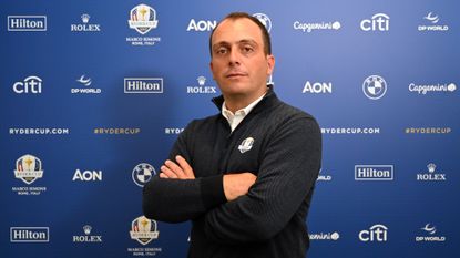 Francesco Molinari posing for a photo after being announced as a Ryder Cup vice captain for the 2023 Ryder Cup