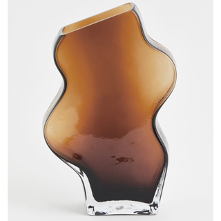brown glass vase in an abstract wavy shape
