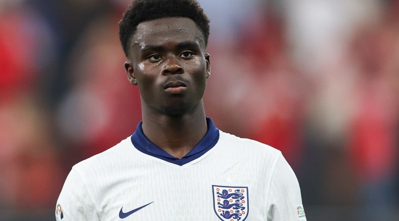 Bukayo Saka during England&#039;s draw against Denmark at Euro 2024.