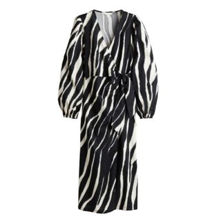 H&M zebra stripe wrap dress 