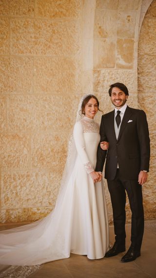 In this handout from the Jordanian Royal Court, The Royal wedding of Princess Iman Bint Abdullah II and Jameel Alexander Thermiotis on March 12, 2023 in Amman, Jordan.