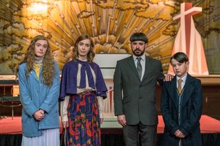 Simon Bird (pictured with pudding bowl haircut!) leads the cast of Everyone Else Burns on Channel 4.