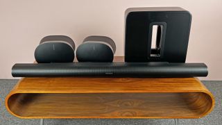 Sonos Arc Ultra with Sonos Sub 4 and Sonos Era 300 speakers