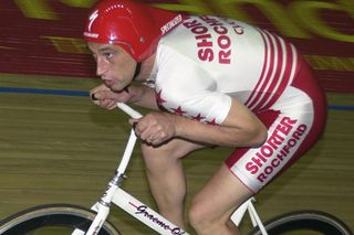 Graham Obree goes for the Hour Record