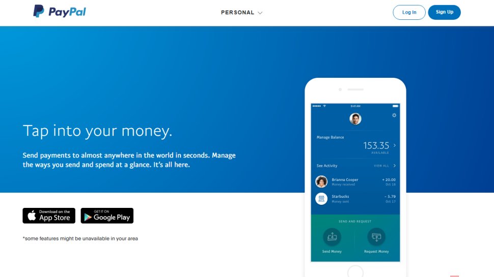 Website screenshot of PayPal (February, 2026)