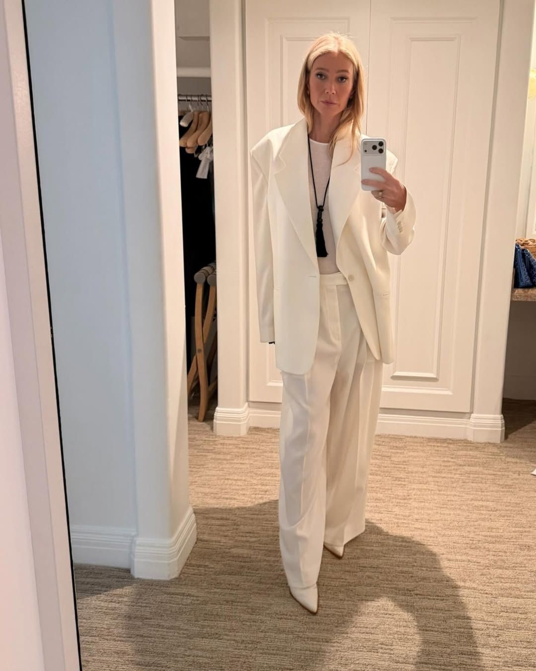 Gwyneth Paltrow wearing an onyx tassel necklace.