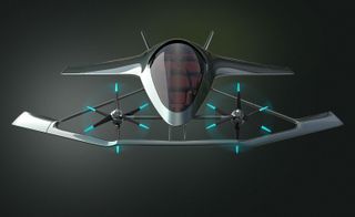 Front view of flying car