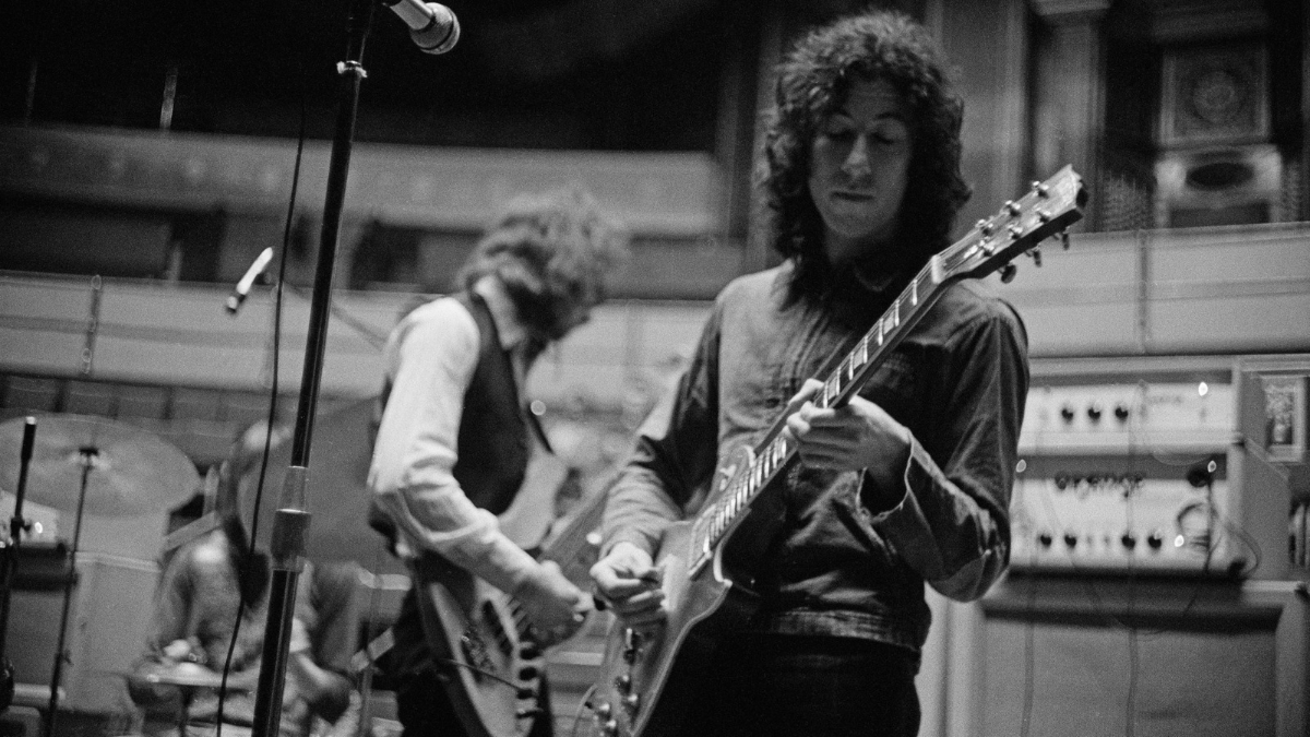 Guitarist Peter Green (right) and bassist John McVie, of British rock group Fleetwood Mac, rehearsing at the Royal Albert Hall, London, 22nd April 1969