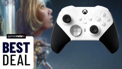 Starfield cover image blurred out in the background with the Elite Series 2 Core and deals stamp on top