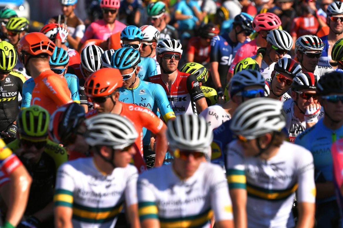 The riders get ready to race