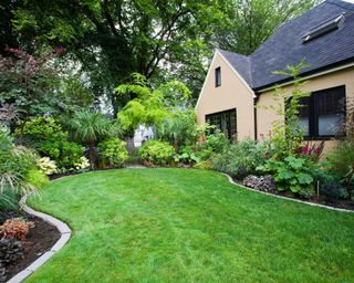 House and Landscaped Yard in Portland Oregon USA