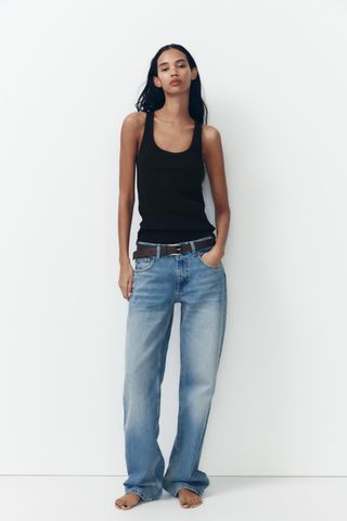 Full Length Trf Mid-Rise Wide Leg Jeans