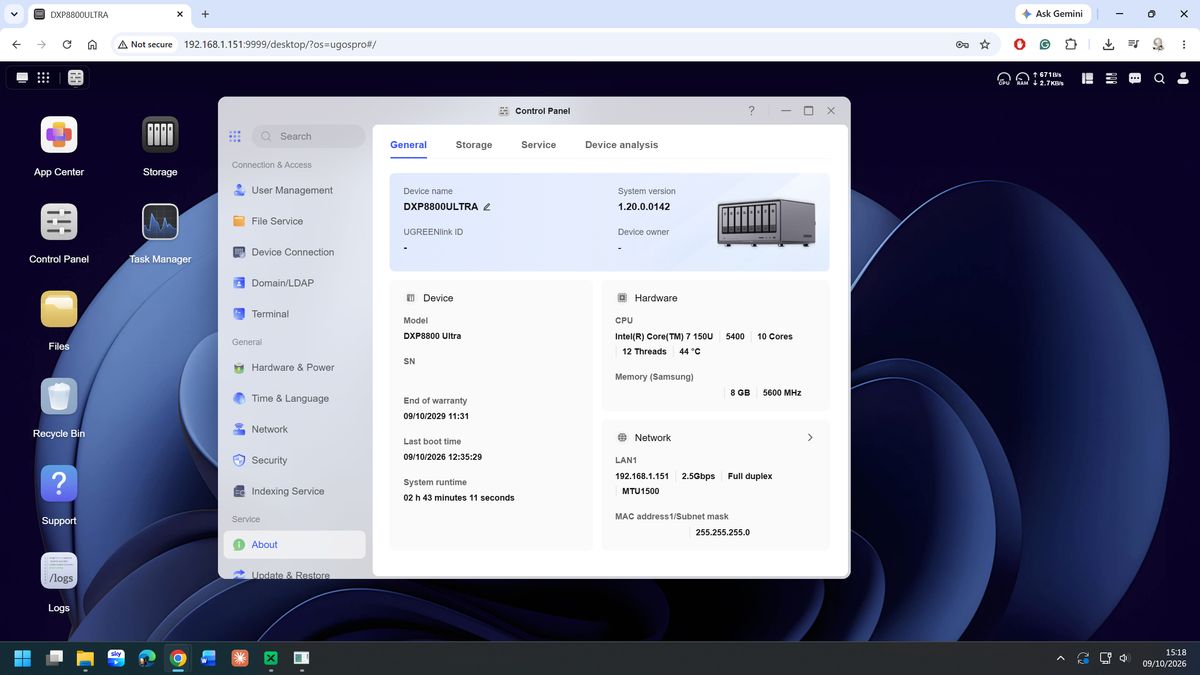 Ugreen DXP8800 Ultra UGOS Pro System Spec