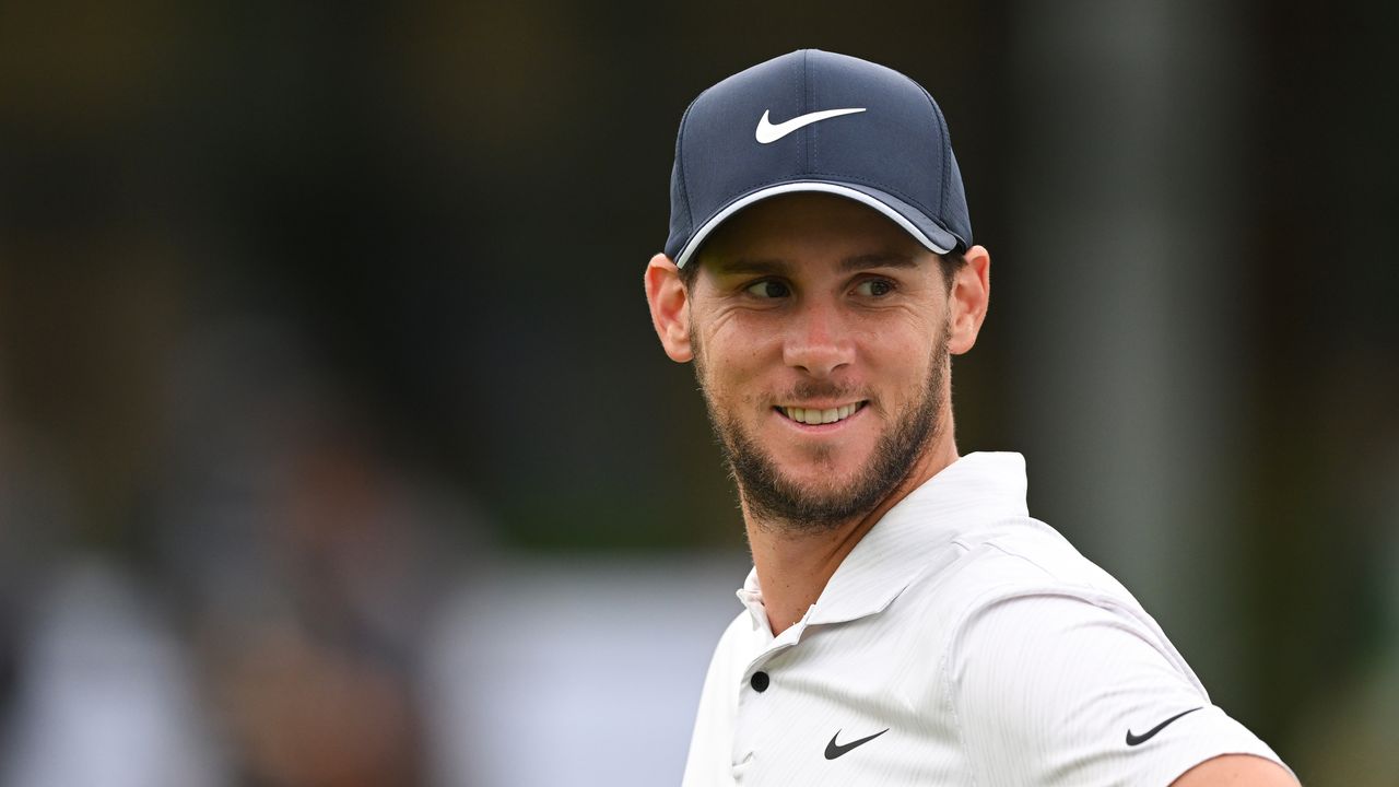 Thomas Pieters smiling at the 2022 BMW PGA Championship at Wentworth 