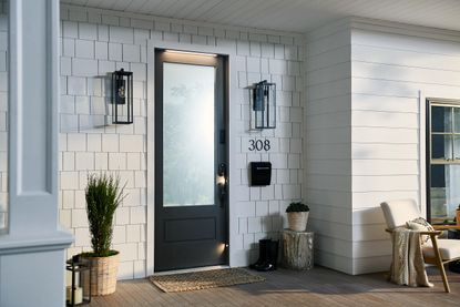 A front porch with a smart door
