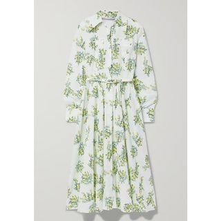EMILIA WICKSTEAD Aisha belted floral-print fil coupé cotton-blend midi shirt dress