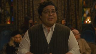 Harvey Guillen addresses the camera in a speech in What We Do In The Shadows S6 E11 - "The Finale." 