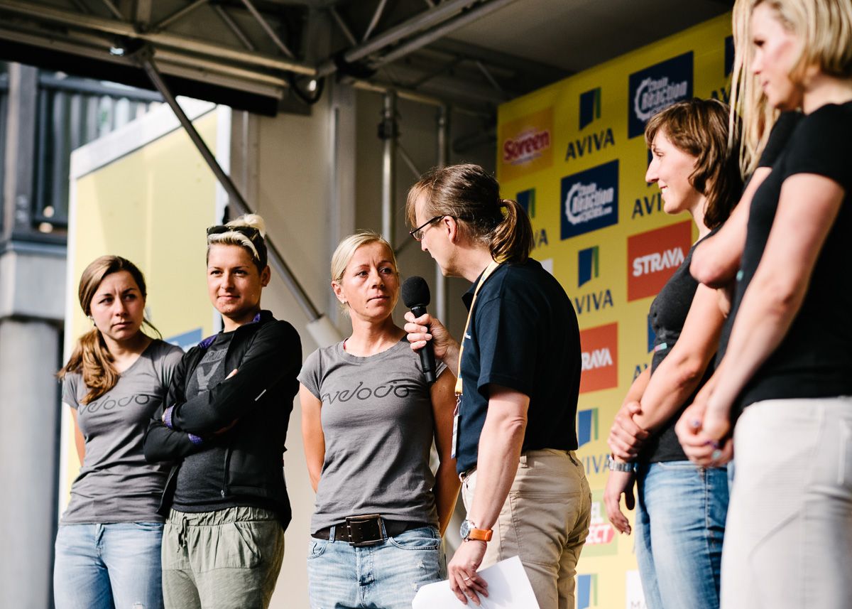 Trixi Worrack (Velocio-SRAM) interviewed on the stage