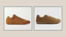 River Island high street lookalike for Isabelle Marant's designer slim, brown suede trainers