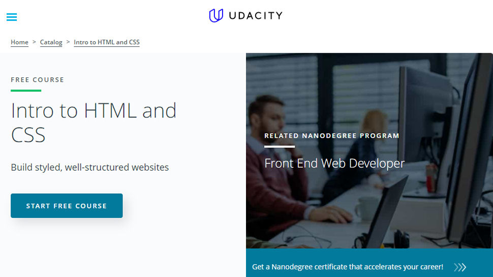 Capture d'écran du site Web d'Udacity