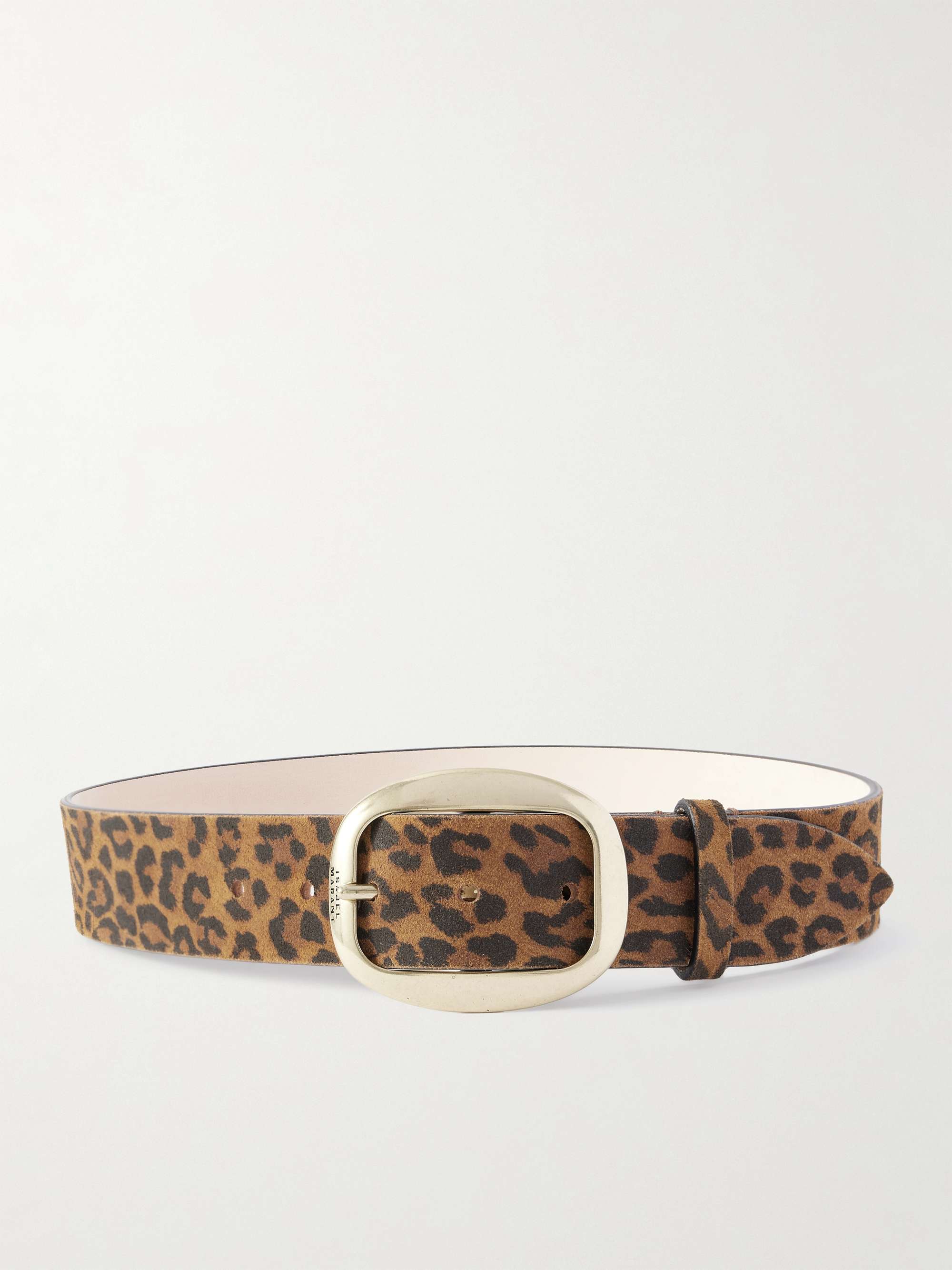 Dara Leopard-Print Suede Belt