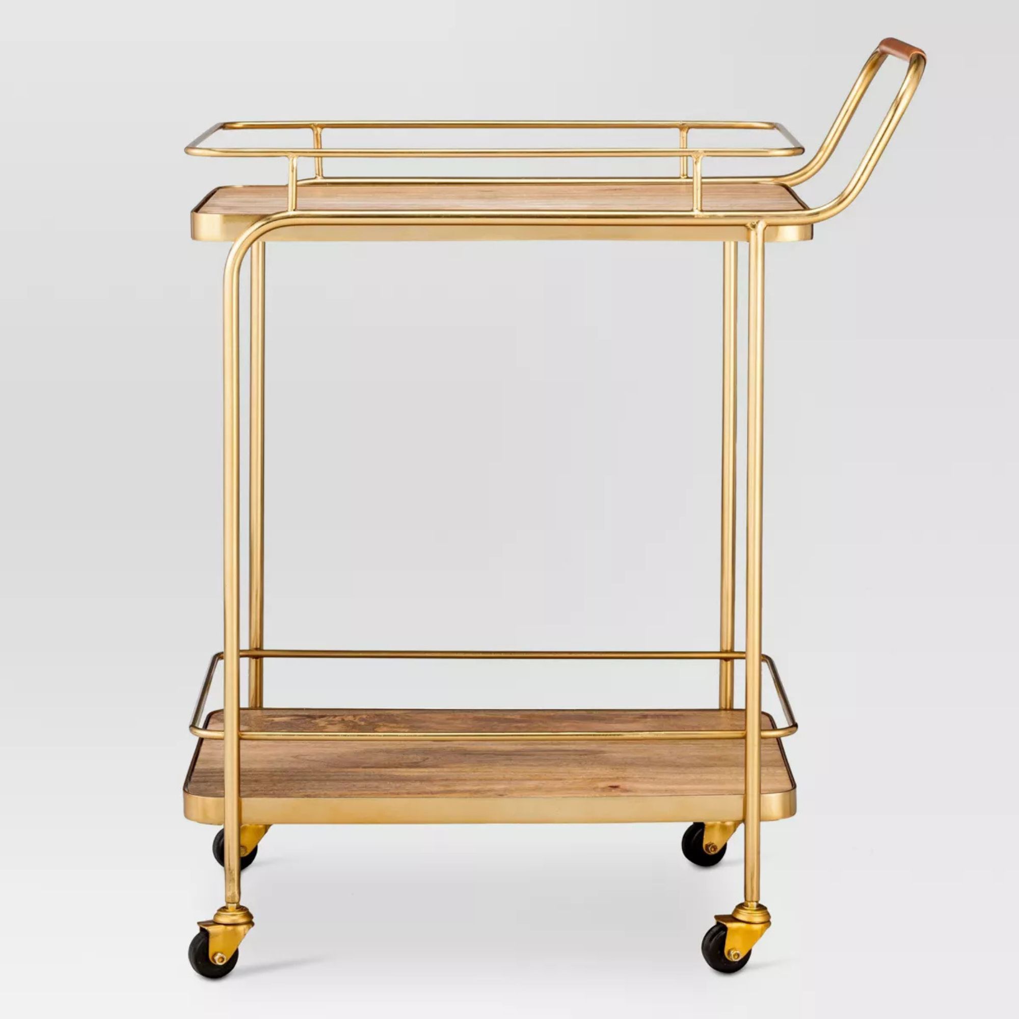 Gold and wooden bar cart