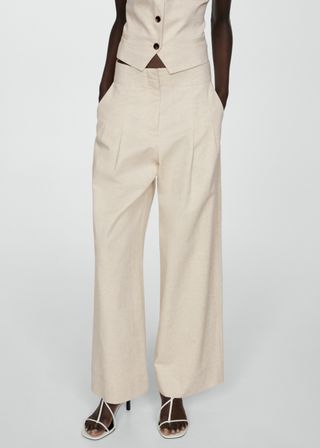 Wideleg Pleated Trousers