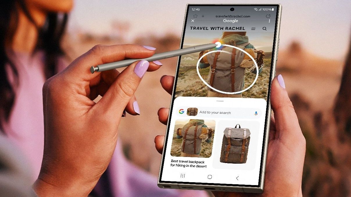 Person circling a phone screen with a stylus