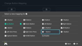 How to remap Switch controller buttons: choose the new control you want for that button