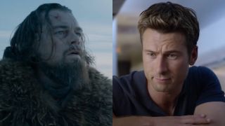 From left to right; Leonardo DiCaprio in The Revenant and Glen Powell in Anyone But You.