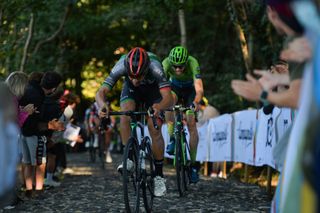 Riders battle up the steep Diesel Farm climb during the 2021 Veneto Classic
