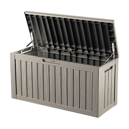 Decksplore 80 Gallon Lockable Resin Deck Box, Waterproof &amp;amp; Outdoor Storage Box for Outdoor Cushion Storage and Outdoor Delivery Storage Coffee