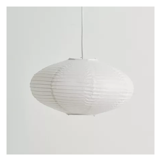 A small white paper lantern pendant light