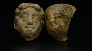 Decorative Roman pottery uncovered during the archaeology excavation at Blackgrounds, Chipping Warden, Northamptonshire