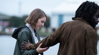 GEMMA WHELAN as DI Sarah Collins and JIMMY AKINGBOLA as DC Steve Bradshaw in The Tower season 3