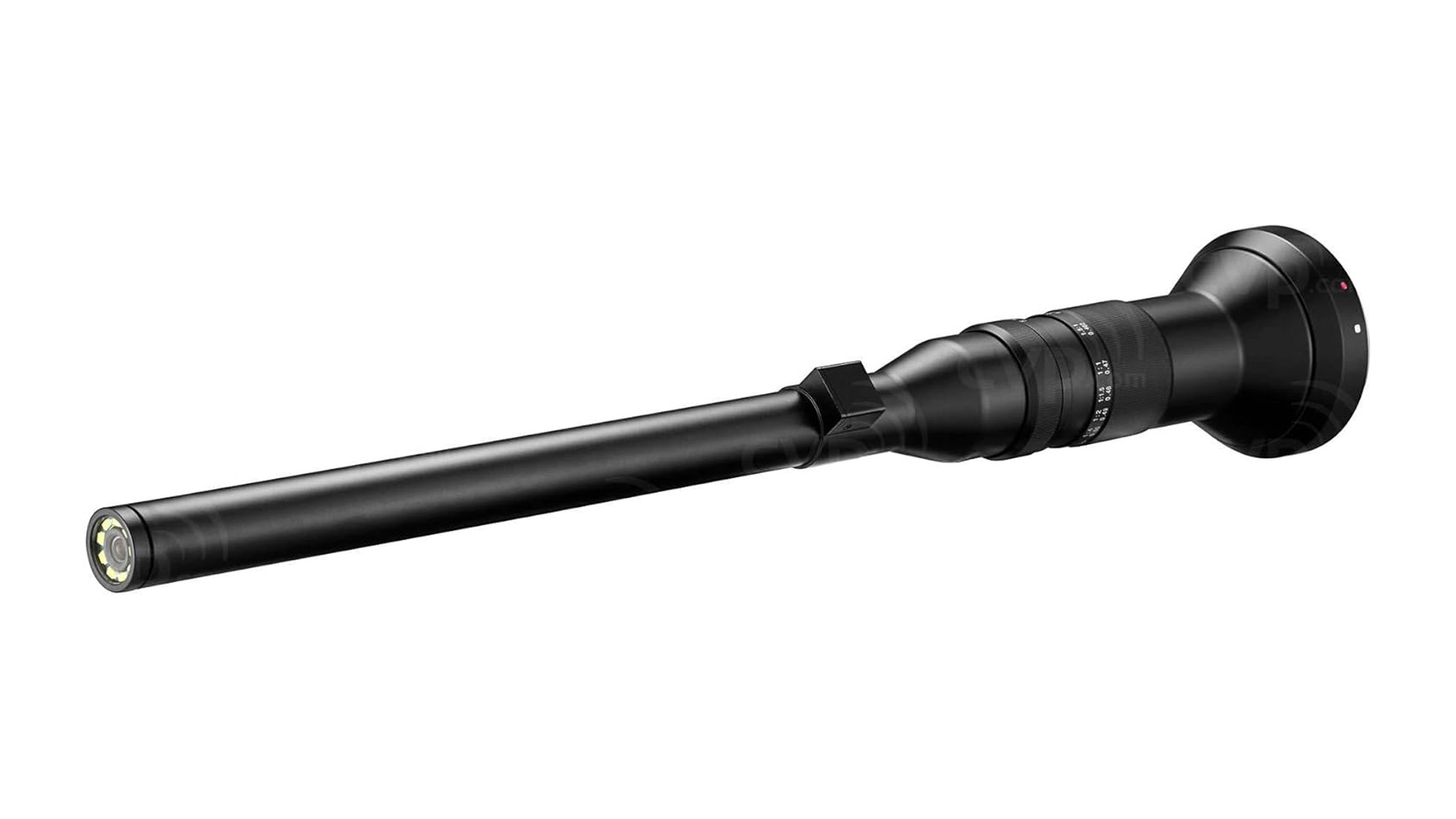 Venus Optics LAOWA 24mm probe lens on a white background