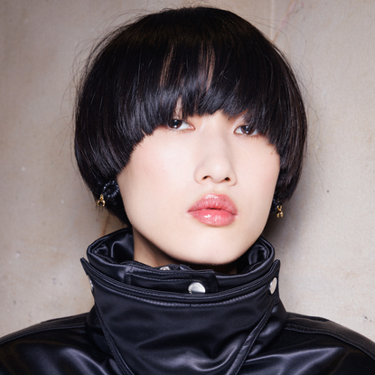 Model with flawless matte makeup