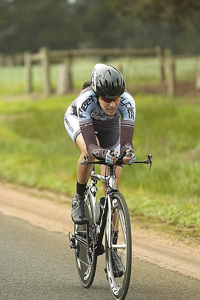Anna Kauffmann from Western Australia on her ride against the clock during the 28.2 kilometre time trial.