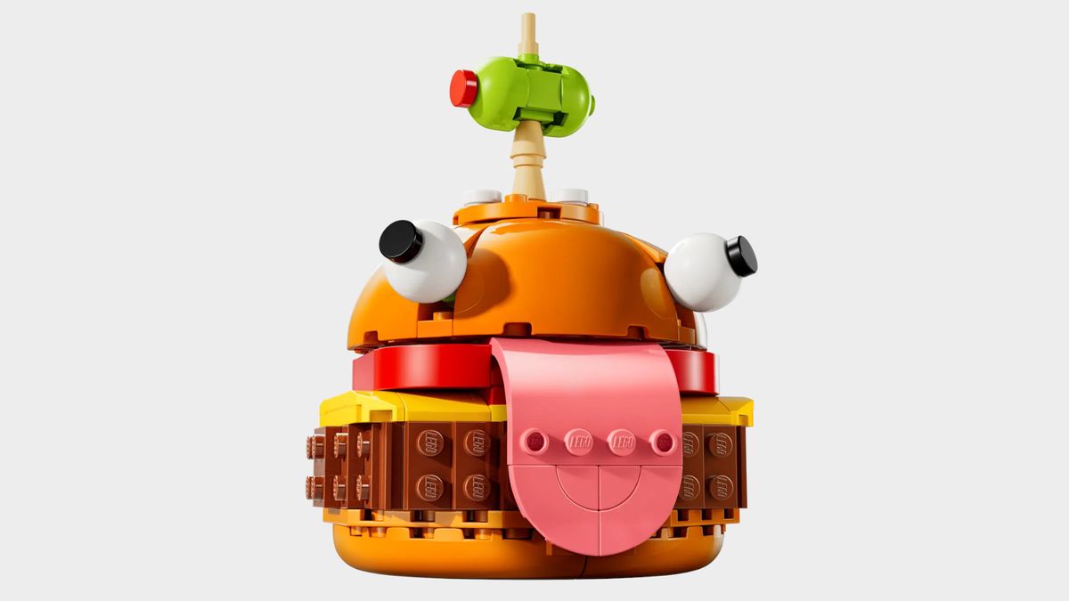 Lego Durrr Burger on a plain background