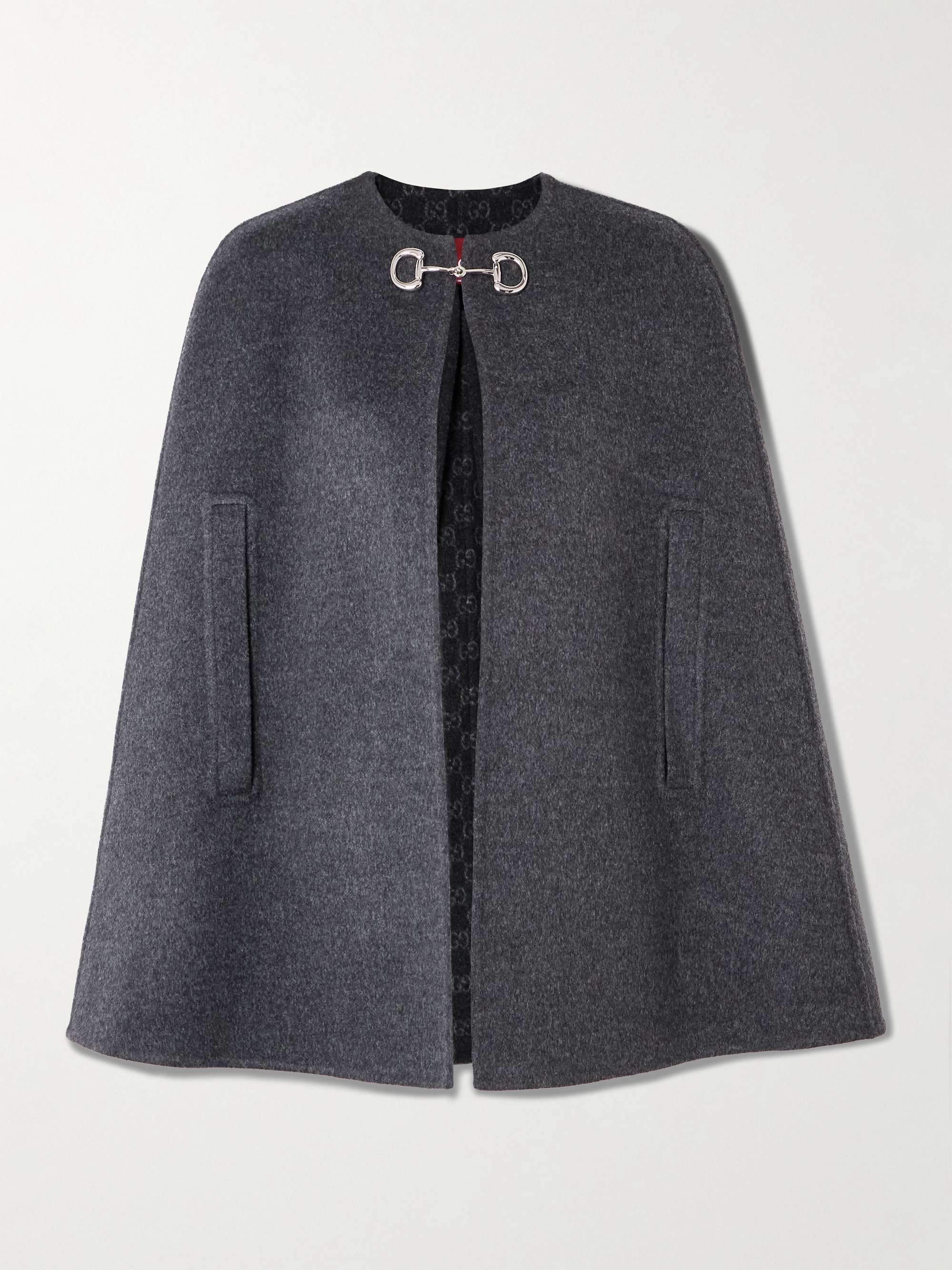 Horsebit-Detailed Wool and Silk-Blend Cape