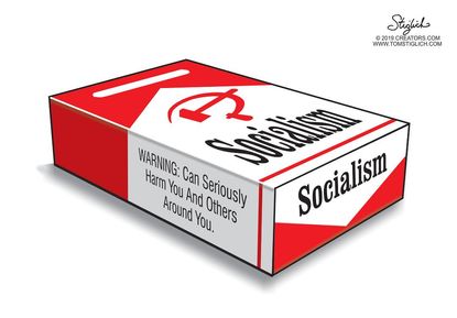 Political Cartoon World Socialism cigarette pack warning
