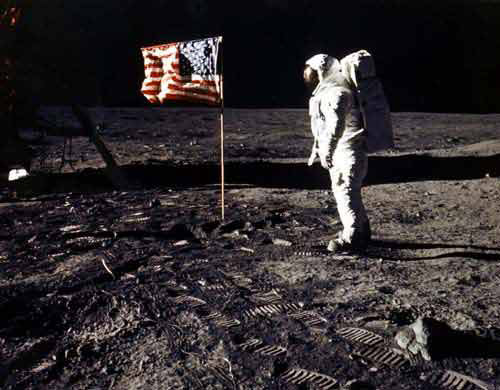 In one of the many iconic photos from the Apollo 11 mission of July 1969, Buzz Aldrin, the second man to step foot on the moon, is pictured standing by the American flag. In all, six of NASA&#039;s Apollo missions landed astronauts on the moon between 1969 and