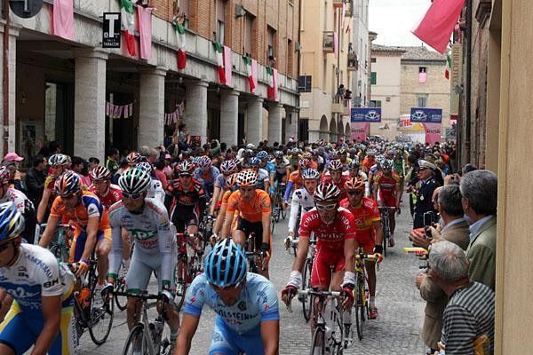 The fans cheered the riders on as they set out towards the mountains.