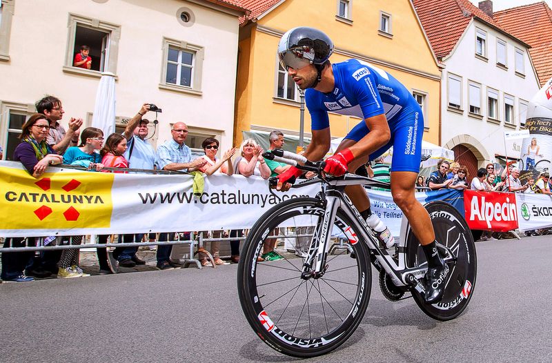 Nacer Bouhanni (Cofidis) in the points jersey for the time trial