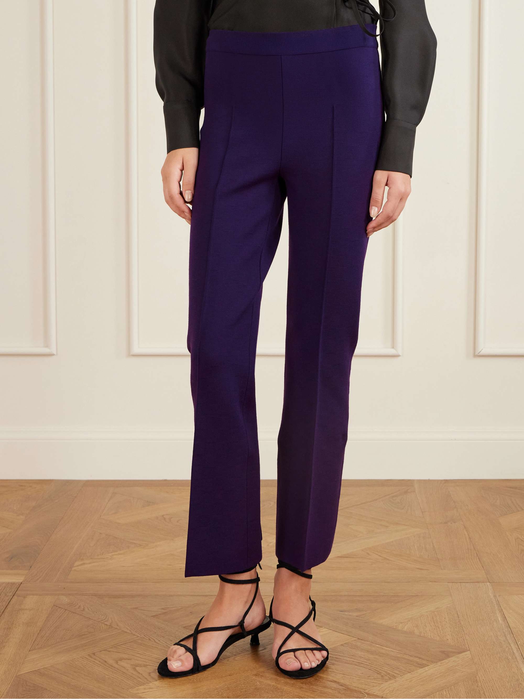 Kick Cropped Wool-Blend Flared Pants