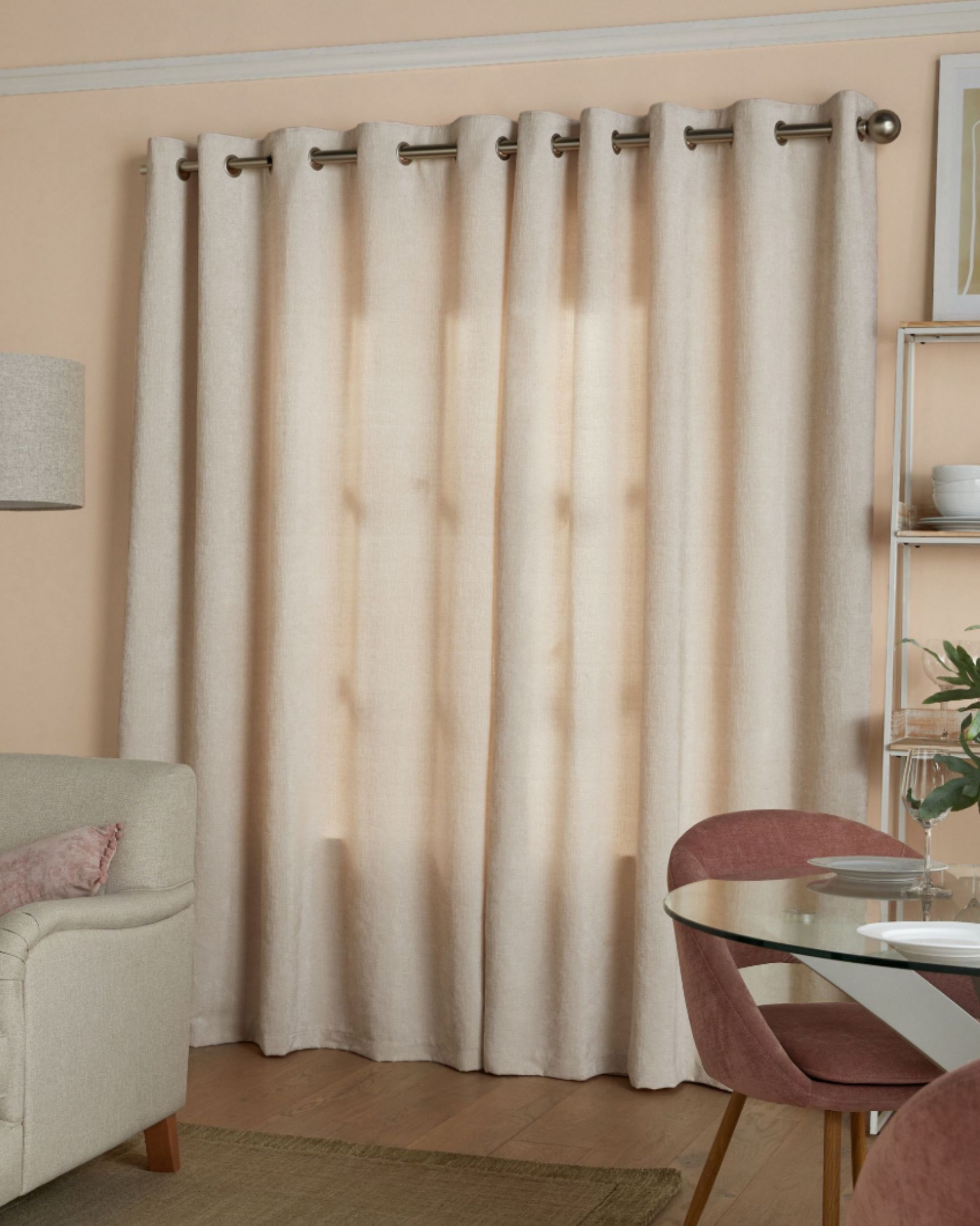 Natural Light Heavyweight Chenille Eyelet Blackout Curtains