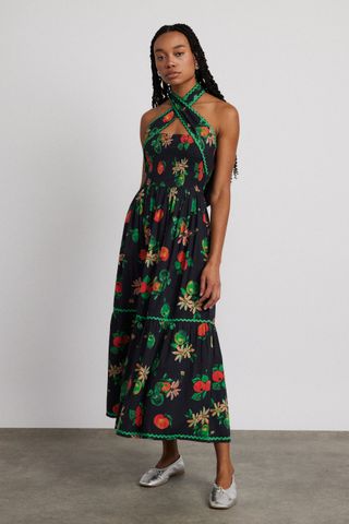 Pia Midi Dress - Apple Print